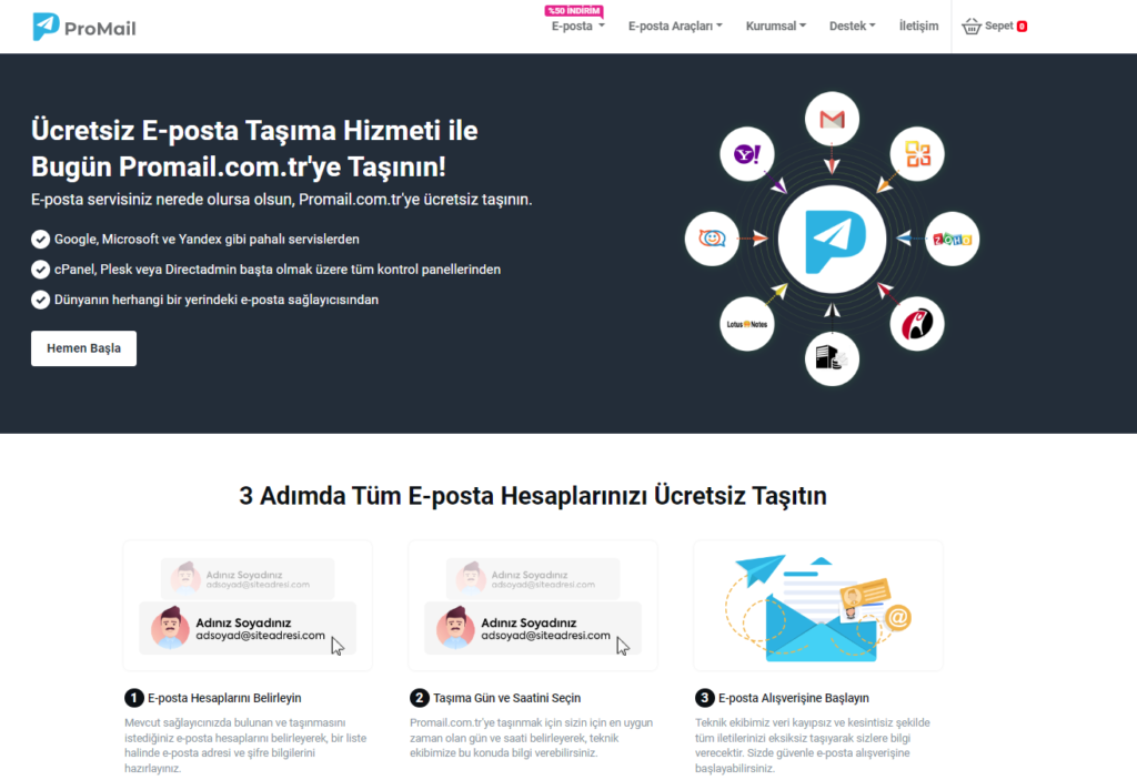 promail ucretsiz e posta tasima