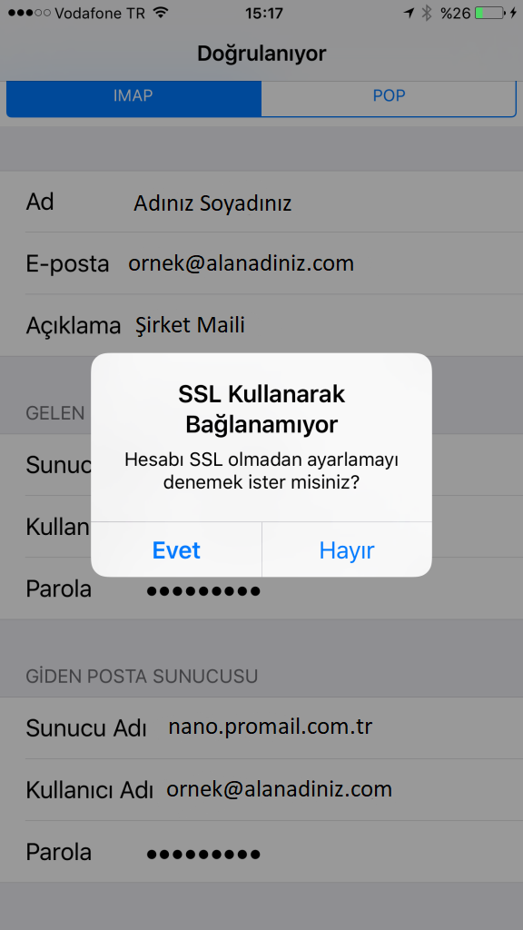 promail i phone kurulum 5