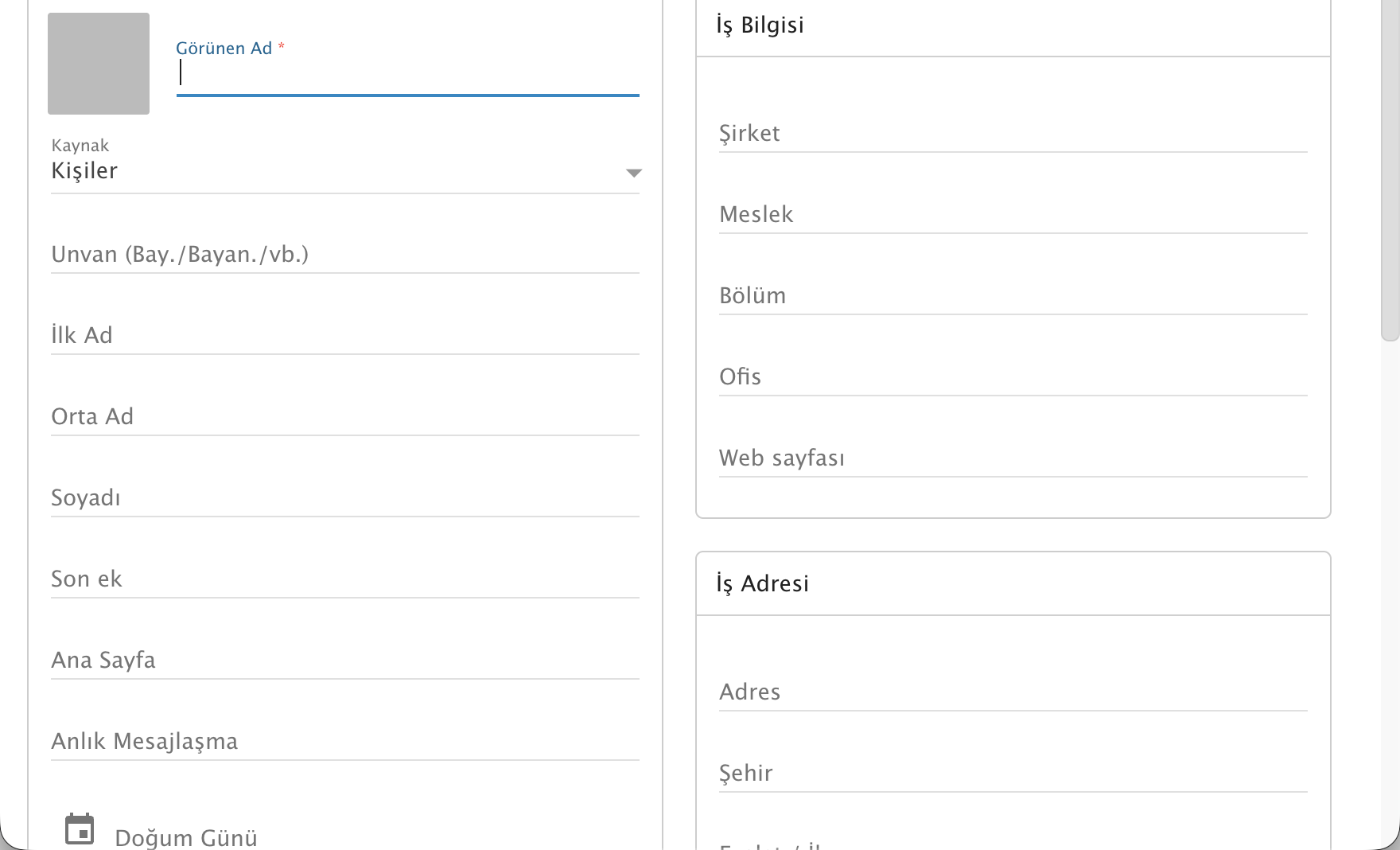 ProMail Yeni Kişi Ekleme Penceresi